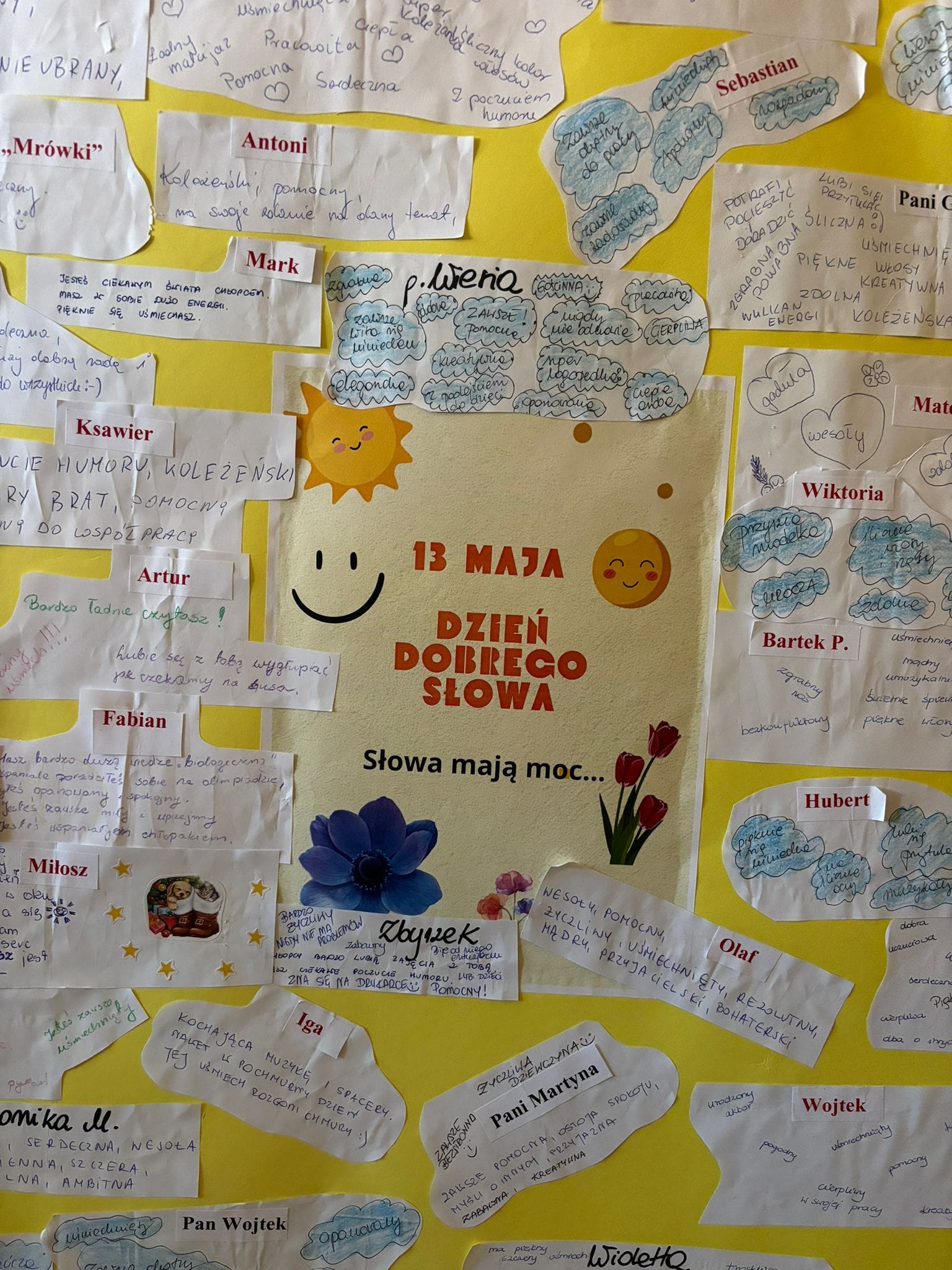 13 maja Dzień Dobrego słowa tablica dobrych słów